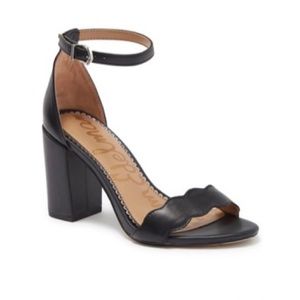 Sam Edelman scalloped black chunky heel